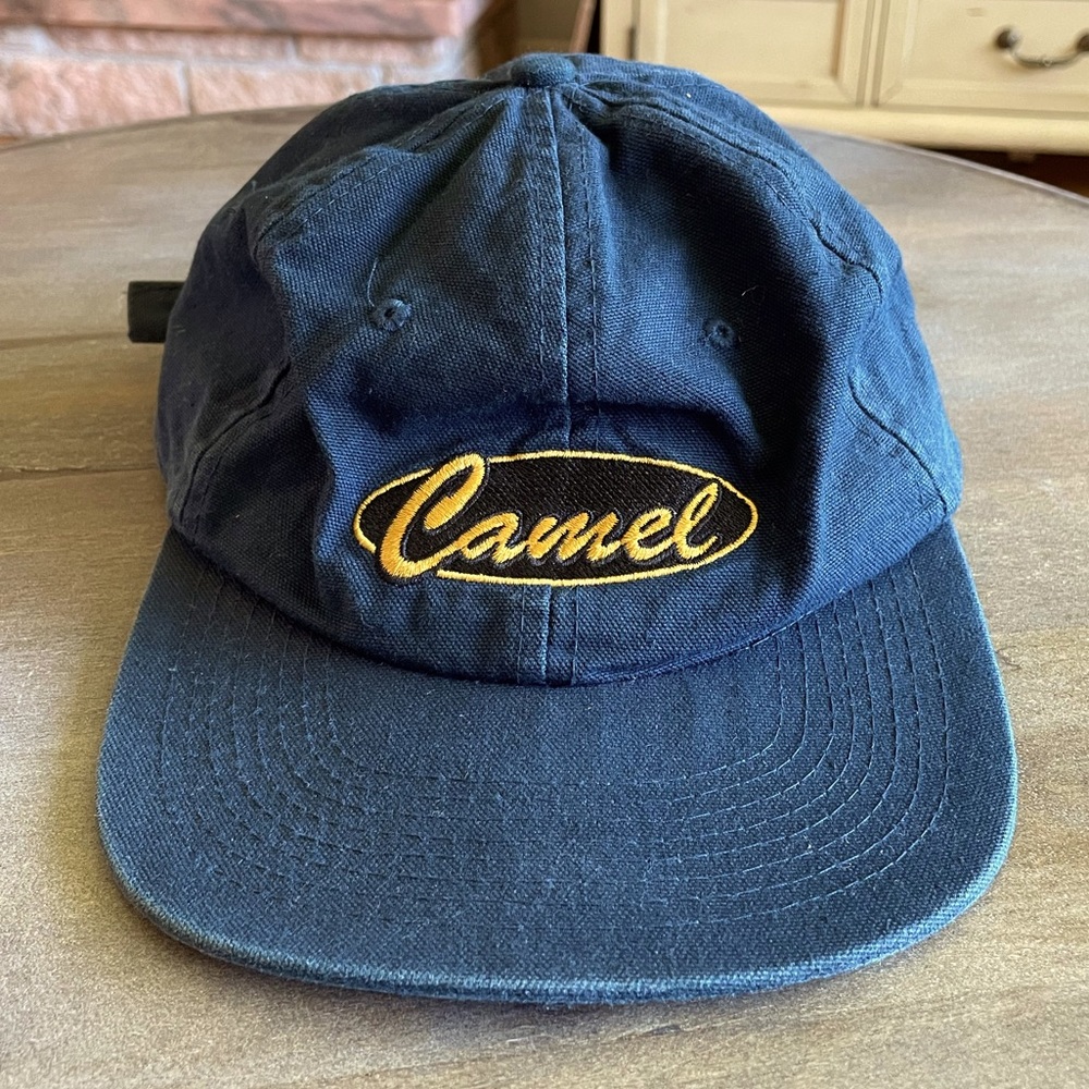 Vintage Camel Advertisement Blue & Gold Adjustable Hat / Cap RARE!